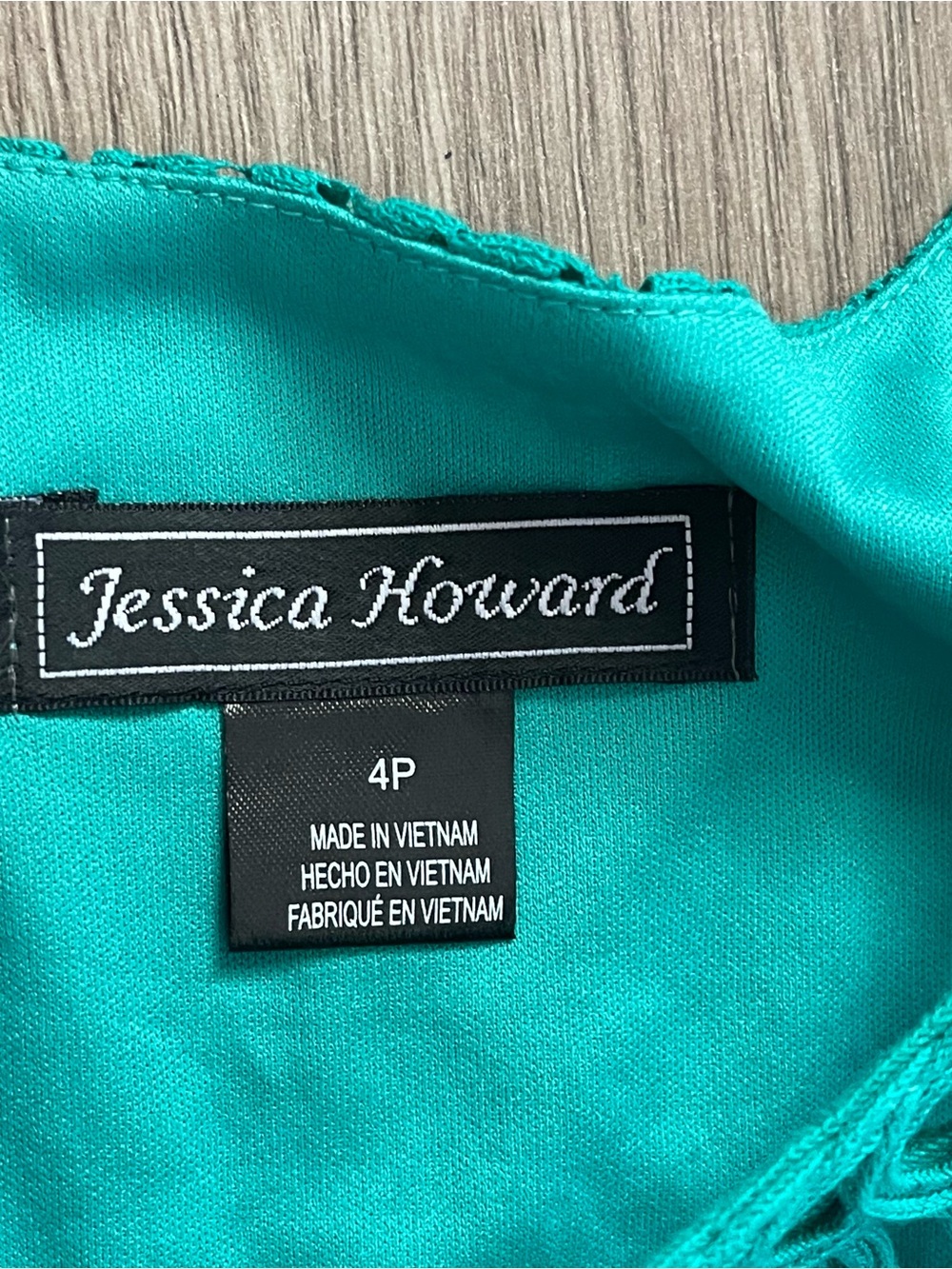 NWT Jessica Howard 4P Teal Green Crochet Lace Sleeveless Cocktail Dress - Picture 5 of 9